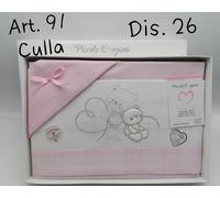 Compose' Lenzuola Culla Ricamato Piccole Emozioni Art.91 Cotone Vari Colori