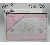 Compose' Lenzuola Culla Ricamato Piccole Emozioni Art.91 Cotone Vari Colori