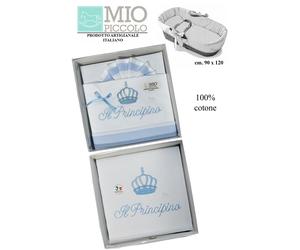 Composè per culla/carrozzina made in Italy 100% cotone ricamato MIO PICCOLO