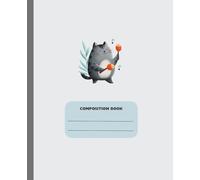 Composition Book: College Ruled Notebook | Kawaii Aesthetic Lined Journal for Kids & Teens | Cute Grey Cat Playing Guitar