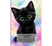 Composition Cat Notebook: Cute Cat Kitten Pastel Big Eyes Cat Lover Teen Girl Lined Journal Elementary High School Gift Writing Diary
