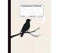 Composition College Ruled Notebook | 110 Wide Lined Pages | 7.5 x 9.25 Inch Size | Minimal Bird Silhouette with Moon Notebook Journal for School, Work, Teens & Aesthetic Lovers | Perfect for Gifts