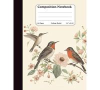 Composition College Ruled Notebook | 9.25 x 7.5 inch Size | 110 Wide Lined Pages Notebook | Vintage botanical illustration Journal Notebooks for School Supplies, Home & Office | Made in USA