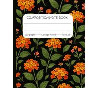 Composition Note Book, 110 pages college-rules 7.5x9.25'', for school work, gift for students, flowery cover: For back to school students