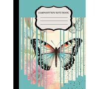 Composition Note Book: Vintage Butterfly note book Blue - Wide Ruled - 110 Pages - 7.5 x 9.25 Inches | For Kids, Teen Girls & Boys & Adults for Personal Use