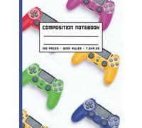 Composition Notebook - 100 Pages - Wide Ruled - 7.5 x 9.25: Video Game Controllers - for Kids, Teens, and Adults