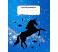 Composition Notebook: 120 page Wide Ruled with Field Notebook. 7.5" x 9.25" Blue Unicorn Cover Notebook.