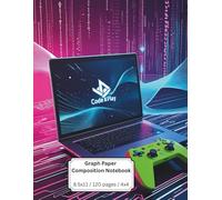 Composition Notebook: 4x4 Graph Paper | 8.5 x 11 Inches | 120 Pages | Perfect for Coding, Math, and Game Design | Binary Code Background with Tech & Gaming Icons