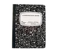 Composition Notebook, 9-3/4 "x 7-1/2", a righe larghe, 100 fogli (200 pagine), colore: marmo nero, programma settimanale delle lezioni e tabelle di moltiplicazione/conversione su copertine. (confezione da 1, nero)