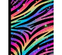 Composition Notebook: 90s Neon Glitter Aesthetic Rainbow Zebra Print: Colorful Pop Art Style Retro Inspired Blank Lined Journal | Sparkling Animal Print Wide Ruled Paper Notebook for Back to School