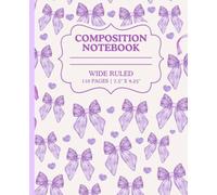 Composition Notebook: Aesthetic Light Purple Bows, 110 Wide Ruled Pages , 7.5" x 9.25" | Includes Class Schedule & Multiplication Table