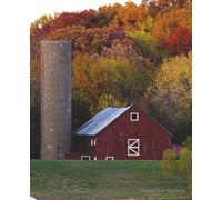 Composition Notebook: Aesthetic Vintage Red Barn & Autumn Forest | 7.5" x 9.25" College Ruled Composition Book for Journaling, School, and Cozy Fall Notes