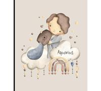 Composition notebook: Astrology, Baby Zodiac Aquarius Neutral Aesthetic | Wide ruled, 7.5 x 9.25, 110 Pages | For kids, teens