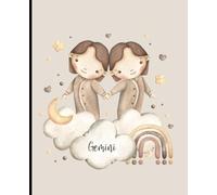 Composition notebook: Astrology, Baby Zodiac Gemini Neutral Aesthetic | Wide ruled, 7.5 x 9.25, 110 Pages | For kids, teens