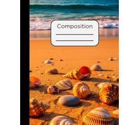 Composition Notebook: Beach with Sea Shells Design with 120 Pages, College Ruled, 7.5 x 9.5