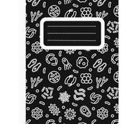Composition Notebook: Black and White, Fun Science Biology Inspired Design | Wide Ruled | 7.5" X 9.25" | 120 Pages | For Kids, Teens, and Adults | Microbe Design 06
