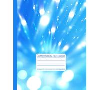Composition Notebook: Blue Light Burst Bokeh Triangles: College Ruled Lined Notebook with Sparkle, Light Rays and Geometric Shapes, 7.5 x 9.25 in, 110 Pages