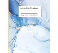 Composition Notebook: Blues and gold abstract | Composition notebook, wide ruled, 120 pages for kids, teens and adults.