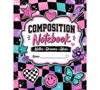 Composition Notebook: Bold Checkered Wide Ruled Notebook for Girls and Teens: 100 Wide Ruled Pages for School, Notes, Journaling, Dreams and Ideas | Cute Pink, Purple & Teal Notebook