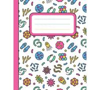 Composition Notebook: Bright Vibrant Colors, Fun Science Biology Inspired Design | Wide Ruled | 7.5" X 9.25" | 120 Pages | For Kids, Teens, and Adults | Microbe Design 03 Pink