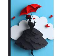 Composition Notebook: Butterflies and Silhouette of Woman with an Umbrella on Matte Cover, 140 College Ruled Pages, 7.5 x 9.25 inches