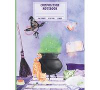 Composition Notebook College Lined: Witch’s Cat Cauldron Journal | Cute Watercolor Halloween Stationery for Back to School, Home, Office & College | Cozy Witch Gift 8.5x11