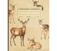 Composition Notebook College Rule: Deers in Nature Illustration | 7.5" x 9.25” Forest Animals Aesthetic Journal with 120 Pages | Vintage Collection