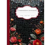 Composition Notebook College Ruled - Black and Red Floral Mosaic Design, Bold Aesthetic Journal for School & Writing, 7.5 x 9.25 in, 110 Pages: ... on a dark mosaic background. Description: