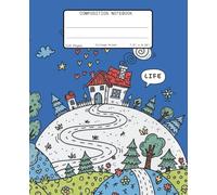 Composition Notebook College Ruled: Blue Doodle Cute Aesthetic (cat, octopus, sun, rocket, joy, dream, love, life) Pattern Journal for School, College, Work & Everyday Writing