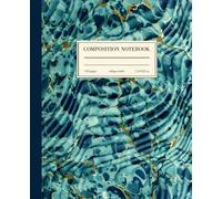Composition Notebook College Ruled: Blue Marble Vintage Pattern | Cute Swirl Aesthetic Journal For Girls, Teens, Women | Wide Lined