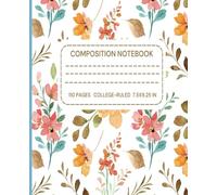 Composition Notebook College Ruled: Brown Watercolour Flowers Illustration | Journal For College, School, Office & Work