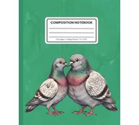 Composition Notebook College Ruled: City Bird Pigeon Pattern on Forest Green: Cute Urban Wildlife Aesthetic Journal for School, Writing & Everyday Notes
