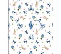 Composition Notebook College Ruled: Coquette Aesthetic w/ Pink Flowers, Blue Bow, Cute Bunny, Chinoiserie Vase Floral Design | Perfect Easter Gift, ... Girls, School, Writing, 110 Pages 7.5 x 9.25