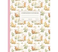 Composition Notebook College Ruled: Coquette Botanical Easter Illustration | Girly Aesthetic Kawaii Bunny & Duck Journal for School, College, Office, Work | Easter Gift