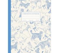 Composition Notebook College Ruled: Cute Blue Coquette Bows and Vintage Cats Illustration | Girly Aesthetic School Supplies | Journal for Students, School, Girls, Teens and Women