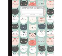 Composition Notebook College Ruled: Cute Kawaii Cats Pattern | 7.5x9.25 in | 110 Pages | Adorable Pastel Design Journal for School, College & Work