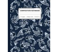Composition Notebook College Ruled: Elegant Koi Fish Wave Pattern | Inspired College Ruled Journal for School, College & Work | 7.5 x 9.25 Inches | 110 Pages