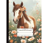Composition Notebook College Ruled: Enchanted Horse Collection: Dahlia Whisperwind - A Whimsical Mustang Horse in a Field of Flowers
