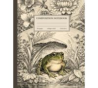 Composition Notebook College Ruled: Frog and Mushroom Vintage Illustration Journal | Cute Cottagecore Aesthetic Writing Notebook for School, College, Office or Gift | Wide Lined