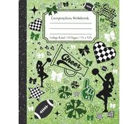 Composition Notebook: College Ruled | Green Glossy Faux Glitter with Pom Poms and Bows for Cheerleaders, Coaches, and Students