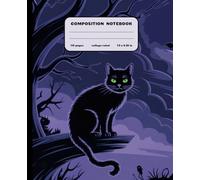 Composition Notebook College Ruled: Halloween Themed Spooky Journal | Goth Cute Cat Aesthetic Lined Notebook for School & Journaling | Black Cat Gifts for Girls, Women, Cat Lovers