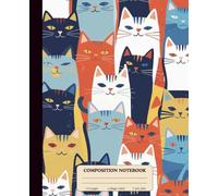 Composition Notebook College Ruled: Happy Cats illustration Vintage Aesthetic Notebook, School Notes, writing journal, 7.5x9.25 (110 pages) Front and Back are Soft Cover