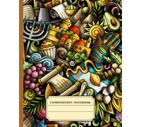 Composition Notebook College Ruled: Israel Cartoon Doodle Pattern | Lined Paper Journal For School, College, Office, Work - 7.5" x 9.25" - 110 Pages