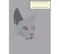 Composition NoteBook College Ruled: Jasper The Timid Cat |Abstract Sleek Cat Face Illustrated Cover | College Ruled | Cute Aesthetic For School, College, Office, Work