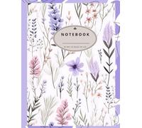 Composition Notebook College Ruled: Light Lavender Flowers and Leaves Botanical Illustration: Cottagecore Aesthetic Journal for College, School, Office & Work