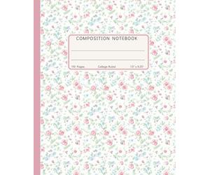 Composition Notebook College Ruled: Micro Pink Roses, Minimalist Ditsy Botanical, Aesthetic Dainty Floral Journal for Nurses, Teachers & Students