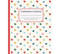 Composition Notebook College Ruled: Multicolor Heart Pattern Cover with Red Spine: Soft Colorful Aesthetic Journal for School, Writing & Everyday Notes