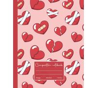 Composition notebook : college ruled notebook with beautiful broken heart design: -Wide Lined 7.5" x 9.25 inch, 200 pages, perfect gift idea for students, office workers, art lovers