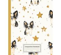 Composition Notebook College Ruled: Papillon Dog Illustration | Cute Dog Breed Journal For School, College, Office, Work | Wide Lined
