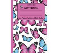 Composition Notebook College Ruled: Pink and Blue Realistic Flying Monarch Pattern Journal For Girls Gift